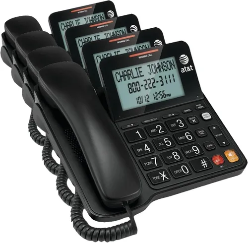 Vista 3 de Teléfono con cable con altavoz CL2940 de AT&T, pantalla inclinada y botones extra grandes, identificador de llamada, llamada en espera, y ayuda