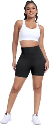 Vista 2 de Pantalones cortos de entrenamiento para mujer, pantalones cortos acanalados sin costuras, pantalones cortos de elastano de gimnasio de cintura alta