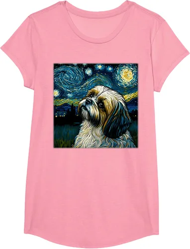 Vista 89 de Camiseta Surrealism Starry Night Shih Tzu Dog