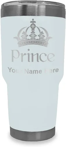 Vista 8 de LaserGram Vaso aislado al vacío de 20 onzas, Prince Crown, grabado personalizado incluido (negro)