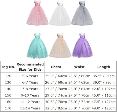 Vista 5 de Vestido formal de tul de encaje para niña de flores, vestido largo de princesa, baile, boda, dama de honor, noche