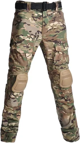 Vista 4 de Lilychan Trajes militares tácticos para hombre, de manga larga, uniformes antidesgarros, camisa y pantalones, coderas, rodilleras con gorra