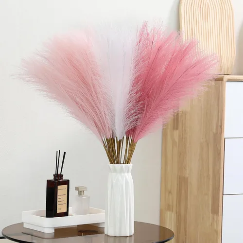 Vista 23 de Wertuirk 30 piezas de hierba de las pampas negra - Decoración de hierba de las pampas artificial de 24 pulgadas, hierba de las pampas artificial
