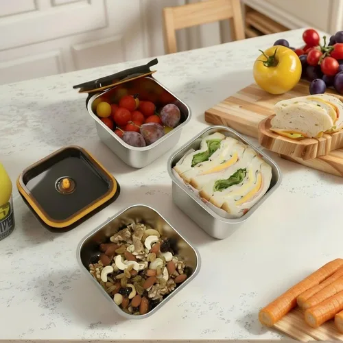 Vista 3 de YUPER Recipientes de alimentos de acero inoxidable, recipientes de preparación de comidas, recipiente para sándwich de queso y tocino