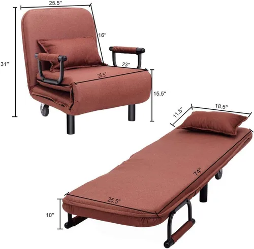 Vista 2 de Moccha - Sofá cama plegable convertible de 26.5 pulgadas, sillón reclinable para sala de estar, dormitorio, oficina (café)