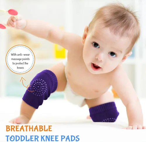 Vista 7 de 8 pares de rodilleras antideslizantes unisex para bebés para aprender a gatear calcetines para bebés