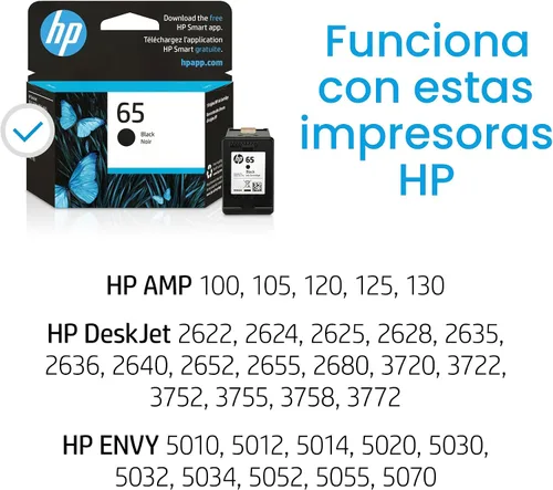 Vista 2 de Cartucho HP 65 Original Negro (N9K02AN).