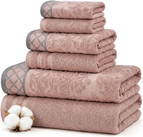 Vista 8 de Modern Threads Juego de toallas de baño de algodón de 6 piezas, toallas ultrasuaves de 550 GSM, juego de baño con toallas de mano y paños de baño