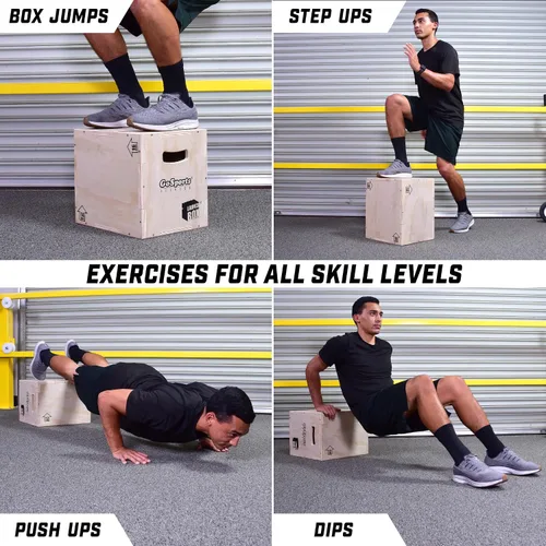 Vista 3 de GoSports Fitness Caja de salto pliométrica 3 en 1 - Pequeña, estándar o XL - Caja de lanzamiento para ejercicios de todos los niveles de habilidad