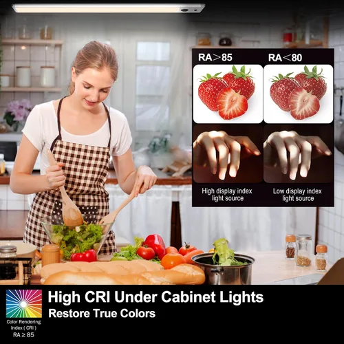 Vista 5 de HL Iluminación para debajo del gabinete, luz LED con sensor de movimiento para interiores, luces recargables de armario inalámbricas, magnéticas