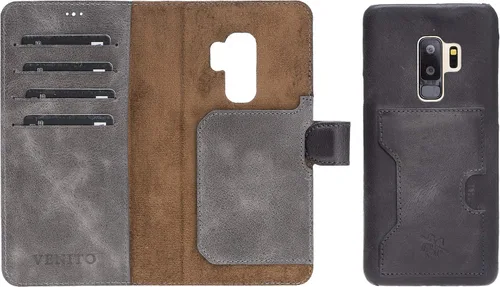 Vista 115 de Venito Florence - Funda de piel compatible con Samsung Galaxy S9, extra segura con bloqueo RFID, cartera desmontable para teléfono (gris decolorado)