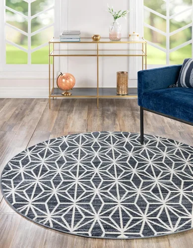 Vista 17 de Unique Loom Uptown Collection by Jill Zarin Collection - Alfombra geométrica moderna azul (1' 8 x 1' 8)