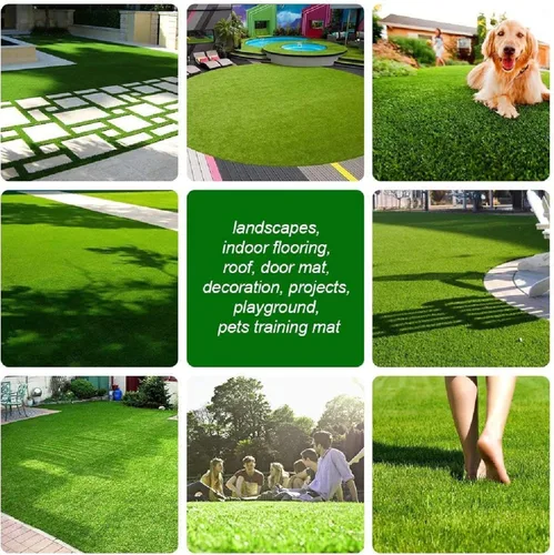 Vista 7 de Alfombra de césped artificial, 1 x 3 pies (3 pies ²) de altura del pelo de 0.787 in de altura, para interiores y exteriores, sintética, realista