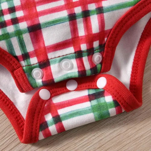 Vista 8 de Conjunto de ropa de invierno para bebé prematura de manga larga a cuadros, kimono para bebé, conjunto de ropa de invierno