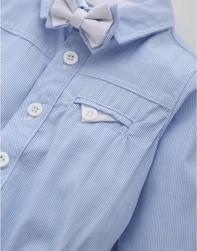 Vista 29 de Conjunto de chaleco para bebés y niños pequeños, camisa corta con corbatín y pantalones, trajes elegantes