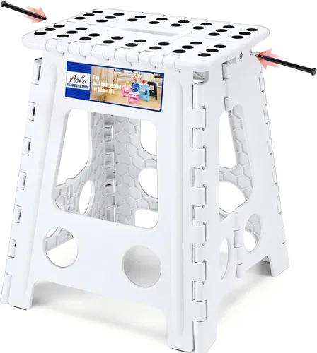 Vista 41 de ACKO Taburete plegable de 13 pulgadas, soporta 300 libras para adultos y Bicolor Verde