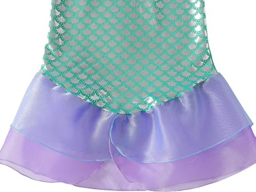Vista 5 de Ropa de vestir de princesa sirena para niñas pequeñas disfraz de princesa Ariel para niñas con accesorios Knemmy