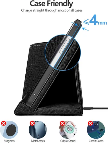 Vista 7 de Organizador de suministros de escritorio, soporte multifuncional para lápices y bolígrafos con cargador inalámbrico, organizador de papelería