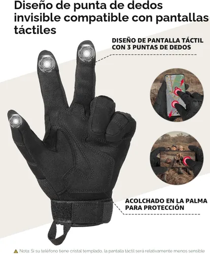 Vista 3 de KEMIMOTO Guantes tácticos para hombres, guantes de motocicleta con pantalla táctil con carcasa dura y acolchado de palma para deportes, motocicleta