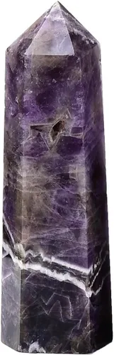 Vista 3 de AMOYSTONE Dream Amethyst - Varita hexagonal con 6 pilares facetados individuales de 0.6-1 libras para reiki, meditación, colección, decoración