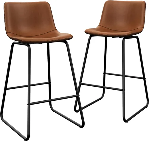 Vista 23 de YaFiti - Juego de 2 sillas de comedor de 18 pulgadas, sillas modernas tapizadas para comedor con cojines de piel sintética y patas de metal, silla