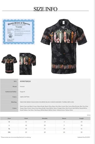 Vista 5 de Camisa de algodón con botones para hombre, estilo hawaiano, estampado tropical