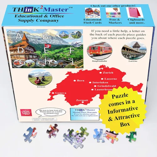 Vista 5 de Think2Master Rompecabezas de 1000 piezas de los Alpes suizos (Grindelwald). (para adolescentes y adultos). El tamaño del rompecabezas terminado