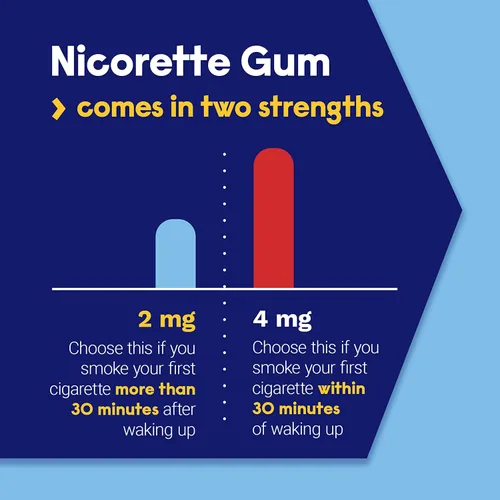 Vista 5 de Nicorette Goma de mascar de nicotina de 4 mg para ayudar a dejar de fumar con el programa de apoyo conductual, ayuda para dejar de fumar con sabor a