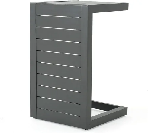Vista 5 de Christopher Knight Home Cape Coral - Juego de tumbonas y mesa auxiliar de aluminio para exteriores, 2 piezas, gris/gris oscuro