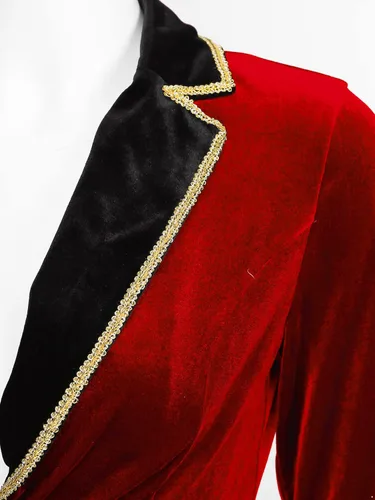 Vista 4 de Chaqueta de terciopelo para mujer, diseño de círculo, con solapa, para adultos