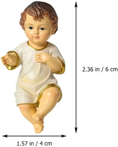 Vista 2 de Toyvian Figura de bebé Jesús, figura de resina de bebé Jesús en tela sagrada, estatua coleccionable de la natividad y fe santa