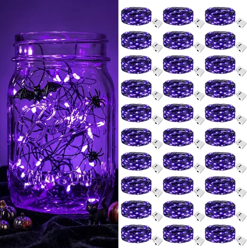 Vista 42 de btfarm - Paquete de 6 luces de hadas con pilas, luces parpadeantes con 3 modos