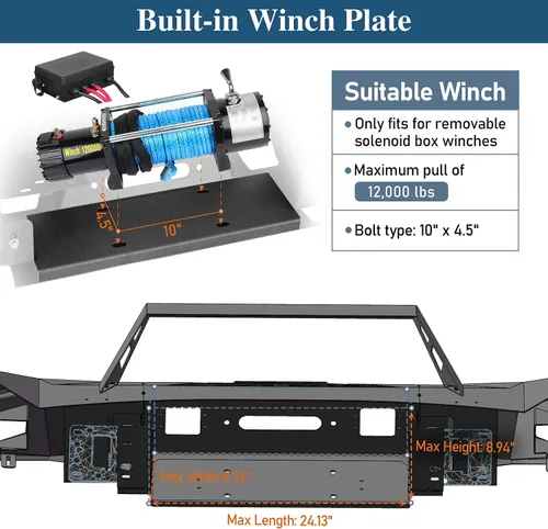 Vista 5 de u-Box Kit de parachoques delantero + parachoques trasero Ram 1500 2014 para Dodge Ram 1500 2013-2018 (excluye Rebel) y Ram 1500 Classic 2019-2024