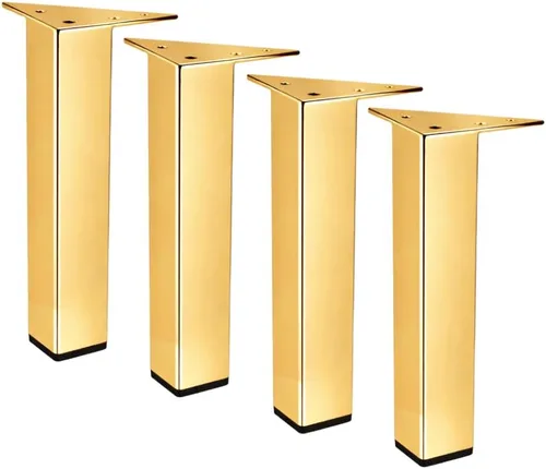 Vista 7 de Patas de metal para muebles, patas de metal, 7 pulgadas de alto, patas cuadradas de níquel satinado y cromo dorado cepillado, 4 piezas