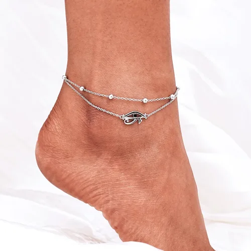 Vista 52 de CHIC & ARTSY Tobilleras delicadas de plata de ley S925 para verano, pulsera de tobillo ajustable multicapa para playa, joyería de pie para mujer