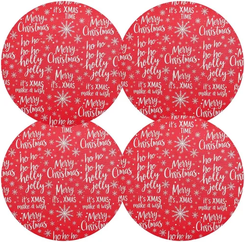 Vista 2 de Christmas Greetings Merry Christmas Place Mat, Non Slip Placemats Heat Insulation for Kitchen one sizex1
