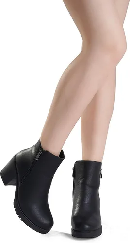 Vista 6 de DREAM PAIRS - Botines para mujer, de invierno y tacón bajo grueso