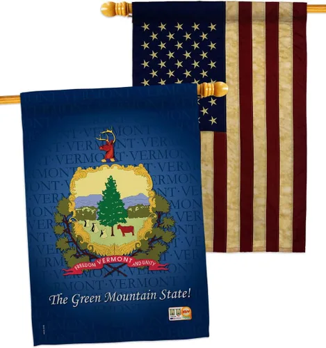 Vista 8 de Banderas de Estados Vermont House Pack Regional Estados Unidos Territorios Americanos República País Particular Área Pequeña Decorativa Patio Banner