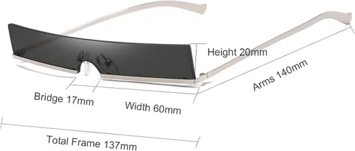 Vista 5 de Armear Trendy Tiny Semi Rimless Rectángulo Gafas de sol Pequeñas Rectangular Tinted Lens