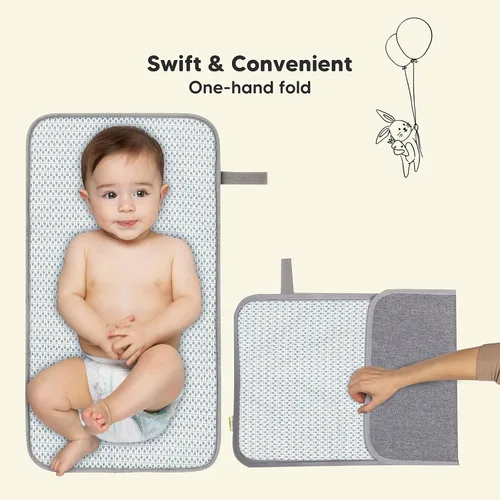 Vista 5 de KeaBabies Cambiador de pañales portátil y paquete de 5 paños para eructos para bebés, niños y niñas, tapete cambiador plegable impermeable