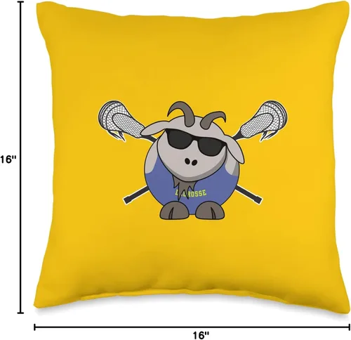 Vista 4 de Funny Goat Lacrosse Merch Funny Goat Lacrosse - Almohada de lacrosse, 16 x 16 pulgadas, multicolor