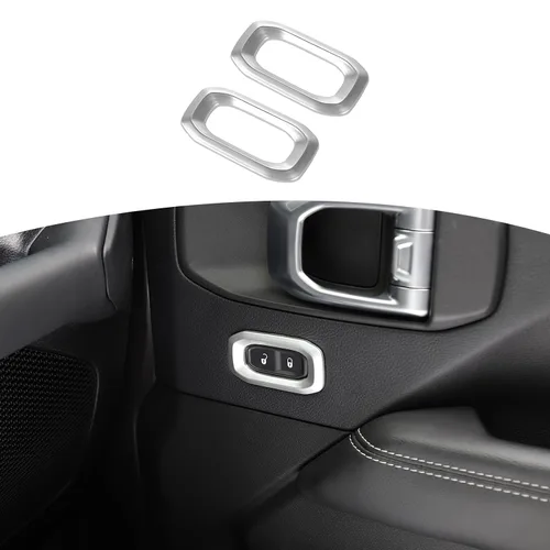 Vista 8 de RT-TCZ Para Wrangler JL Interruptor de bloqueo de puerta Cubierta de ajuste de botón azul bebé para Jeep Wrangler JL JLU Gladiator JT 2018-2024 Baby