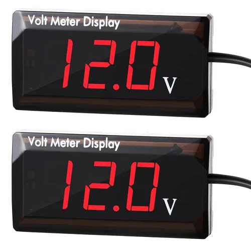 Vista 9 de 2 Piezas de Voltímetro Digital para Coche DC 4 a 28V, Medidor de Voltaje 12V, Medidor de Audio para Coche, Pantalla LED, Voltímetro de Voltaje