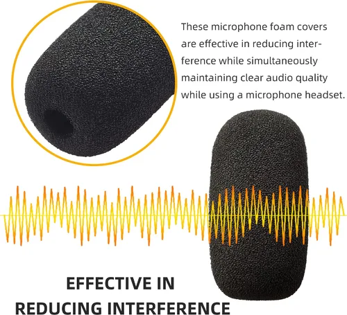 Vista 4 de Juego de 10 fundas de espuma pequeñas para micrófonos lavalier - Fundas de micrófono de espuma de alta densidad para protección de auriculares