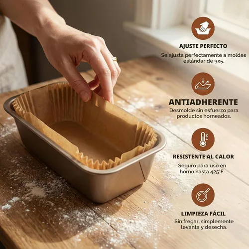 Vista 3 de 160 forros para pan para hornear pan de 9 x 5, 9.5 x 5 pulgadas, grado alimenticio, a prueba de aceite, resistente al calor, papel pergamino