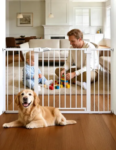 Vista 14 de Babelio - Puerta de bebé de 73-109 cm, con cierre automático, fácil de instalar, puerta de seguridad extra ancha para mascotas, Walk Thru