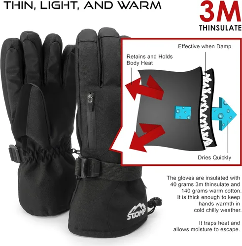 Vista 6 de Guantes impermeables para esquínieve de invierno cálidos 3M Thinsulate Snowboard Snowmobile Guantes para clima frío