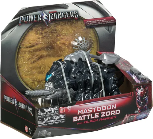 Vista 7 de Power Rangers Movie Mastodon Battle Zord con figura de Ranger Negro – Juguetes de acción Megazord – Catapulta funcional – Black Ranger encaja
