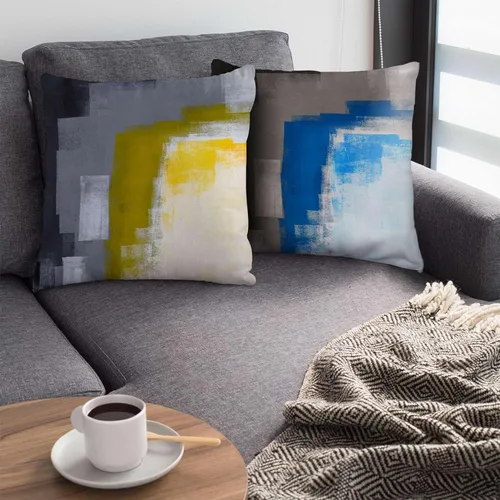 Vista 4 de Juego de 2 fundas de almohada, arte abstracto de 16 x 16 pulgadas, cuadradas, decoración del hogar, fundas de almohada decorativas para sofá