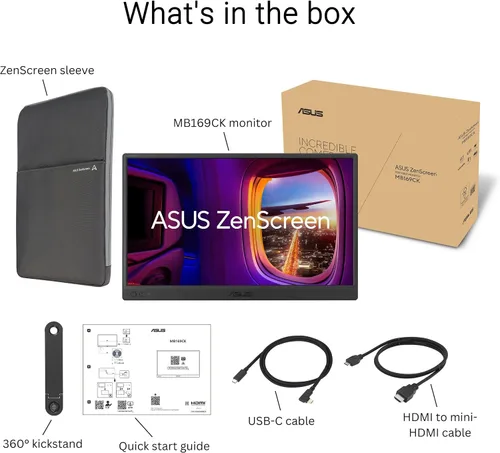 Vista 9 de ASUS ZenScreen MB169CK Monitor portátil de 15.6 pulgadas 1080p
